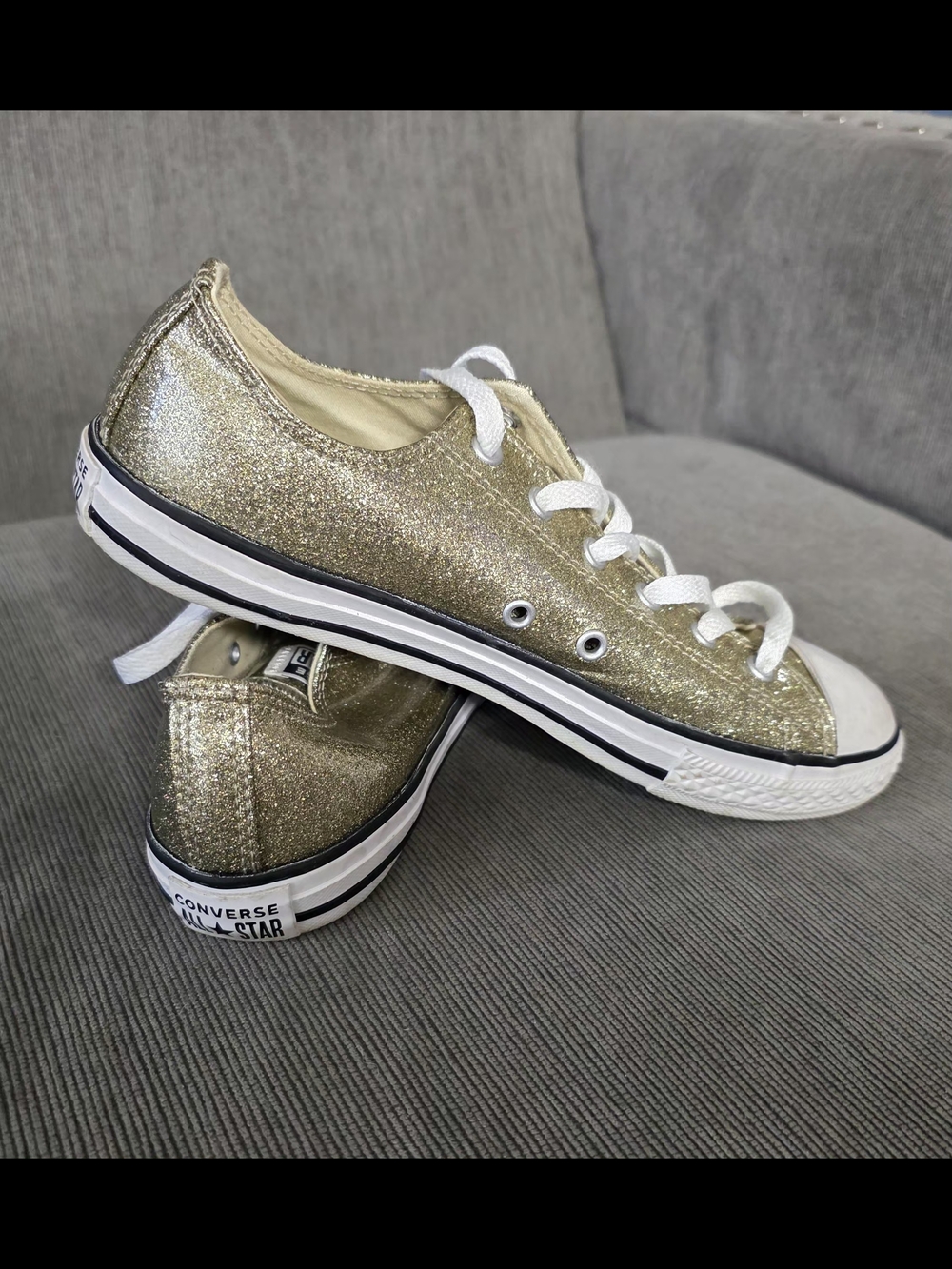 Converse Gold Glitter Low Top Sneakers